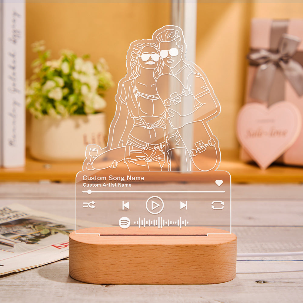 Custom Portrait Music Line Art Night Light