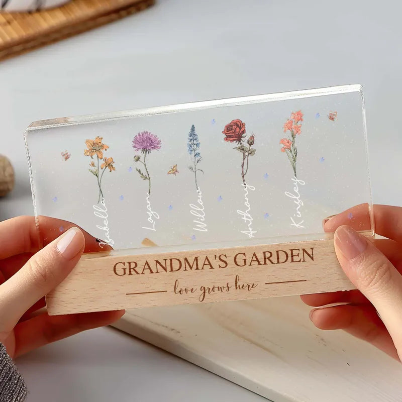 Grandma's Garden Birth Month Flower Acrylic Night Light