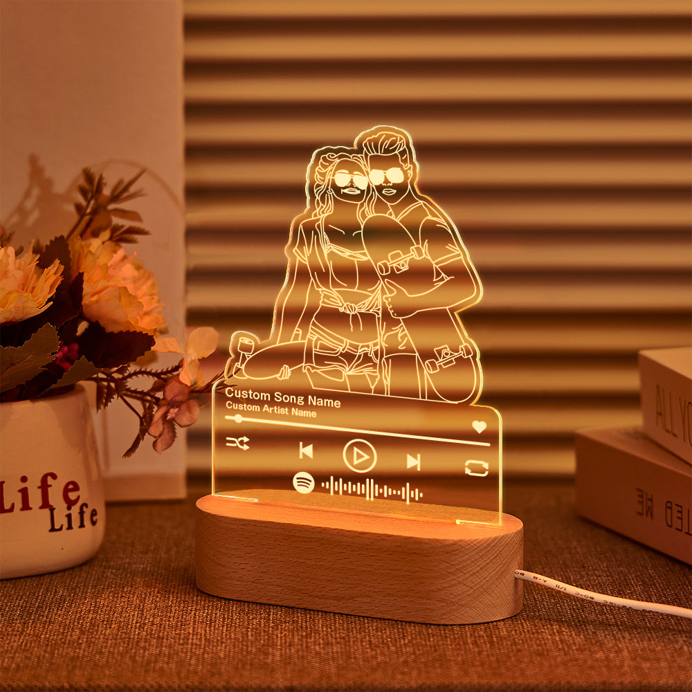 Custom Portrait Music Line Art Night Light