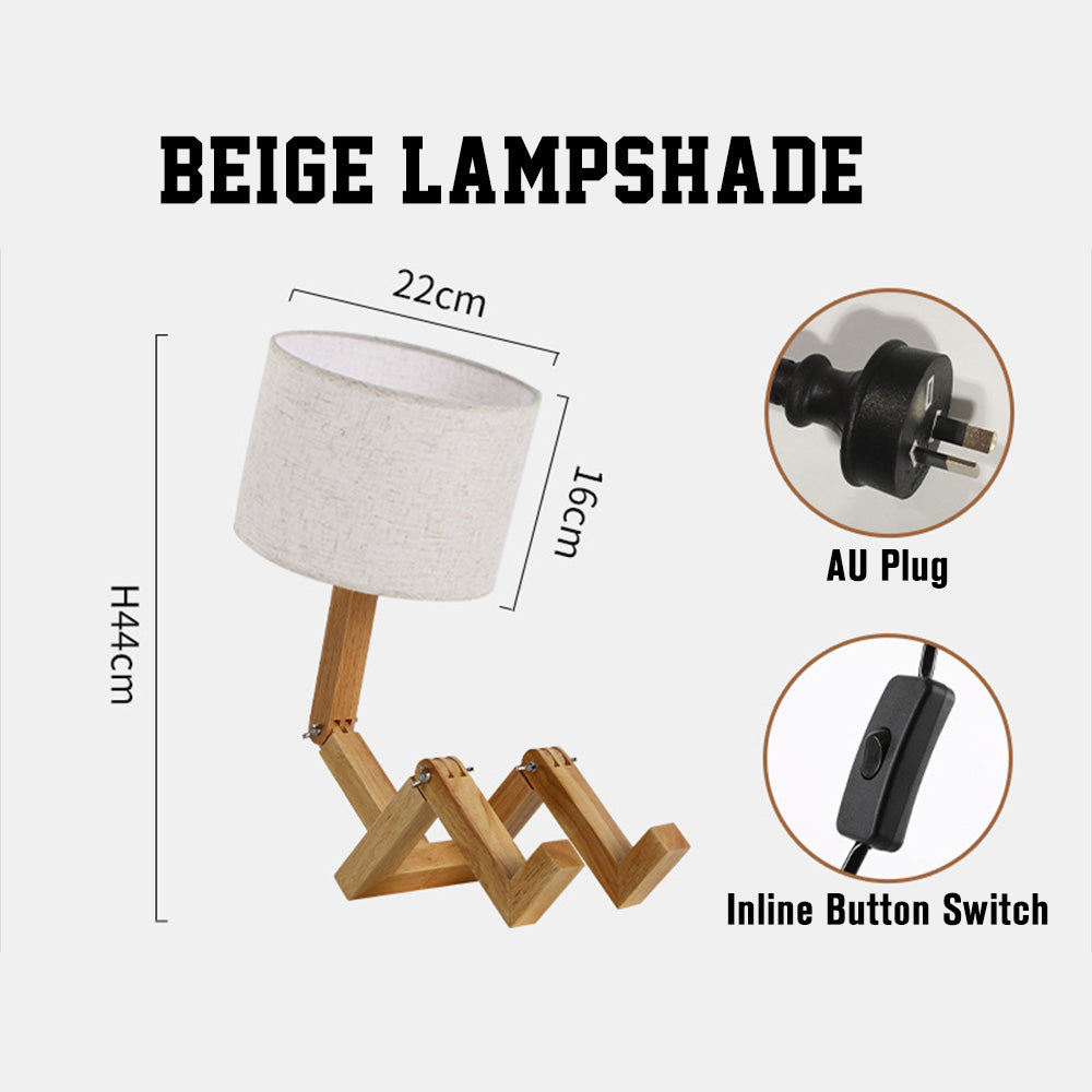 Wooden Robot Table Lamp