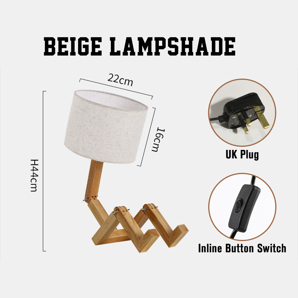 Wooden Robot Table Lamp