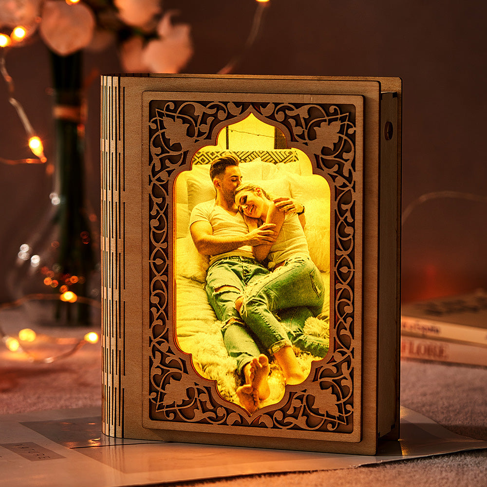 Personalized Grimoire Shape Mirror Photo Frame Light